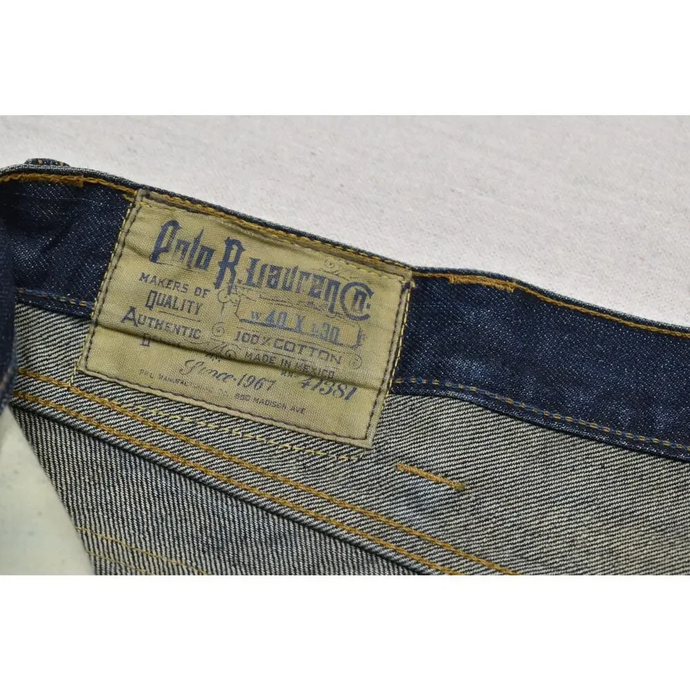 Polo Ralph Lauren York Driggs Men's Jeans 40x30 Dark Wash Blue Denim Made in Mex